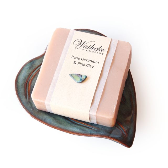 Ceramic Kawakawa Leaf Soap Dish & Soap Gift Box (Azure)